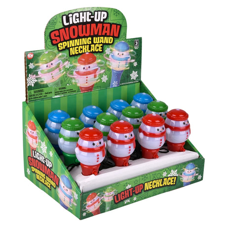 Light Up Snowman Wand Necklace (12 Pc Display)