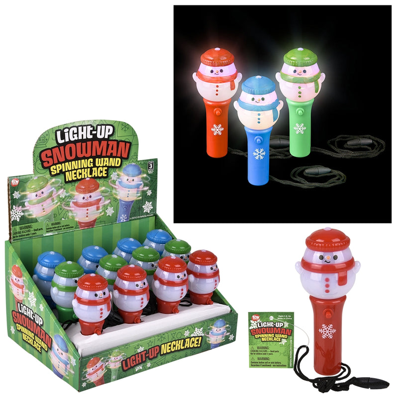 Light Up Snowman Wand Necklace (12 Pc Display)