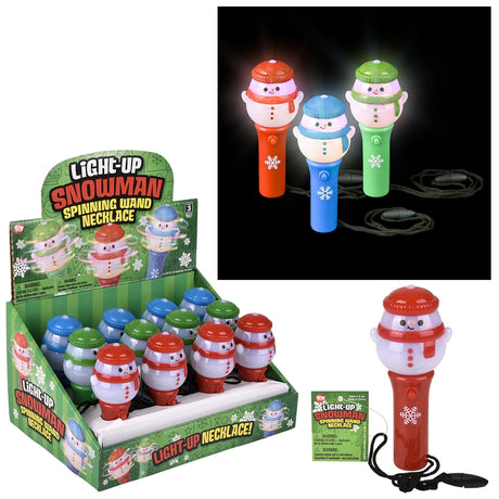 Light Up Snowman Wand Necklace (12 Pc Display)