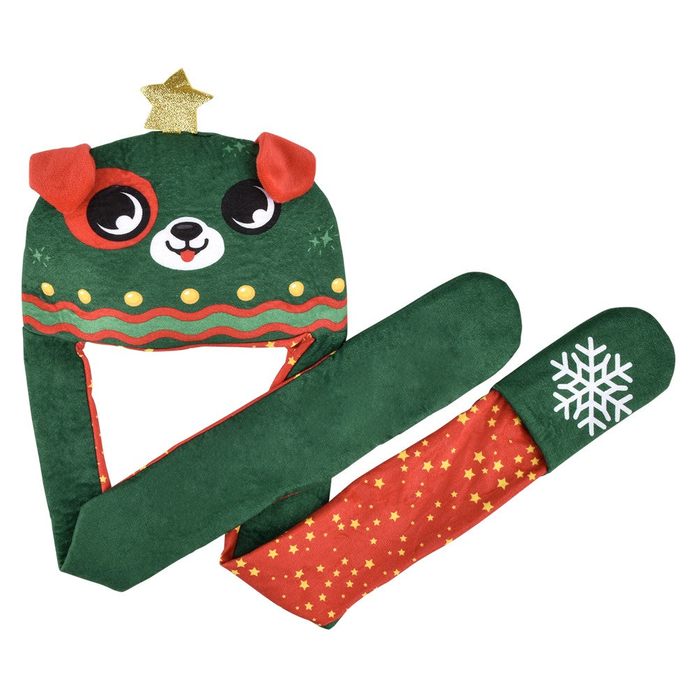 Light-Up Christmas Plush Hoodie Scarf Assortment (6 Pc)