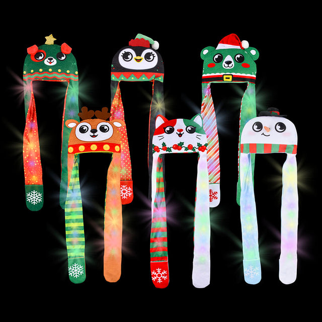 Light-Up Christmas Plush Hoodie Scarf Assortment (6 Pc)