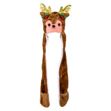 Christmas Plush Hoodie Scarf Hat 35"