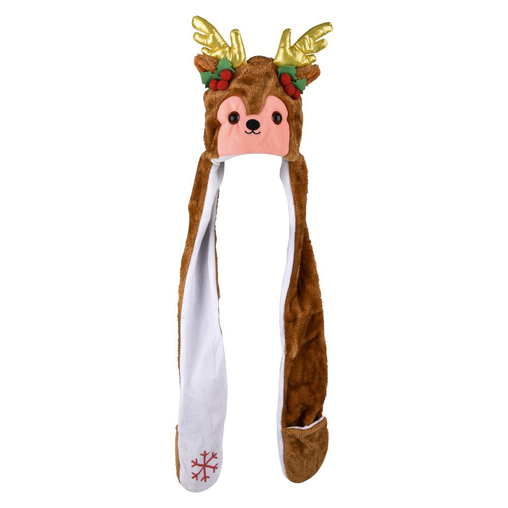 Christmas Plush Hoodie Scarf Hat 35"