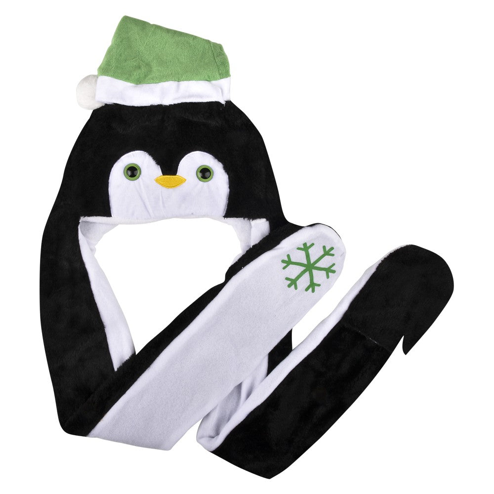 Christmas Plush Hoodie Scarf Hat 35"