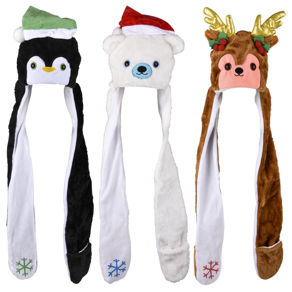 Christmas Plush Hoodie Scarf Hat 35"