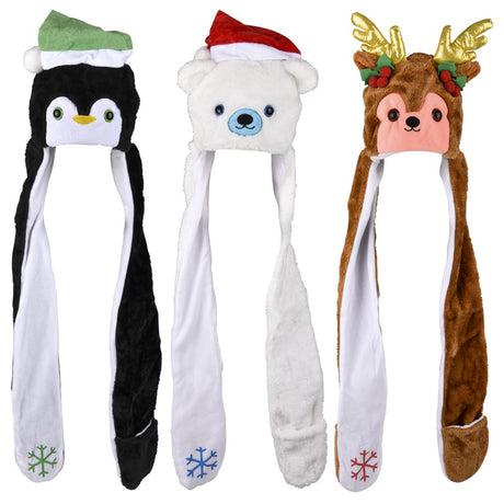 Christmas Plush Hoodie Scarf Hat 35"