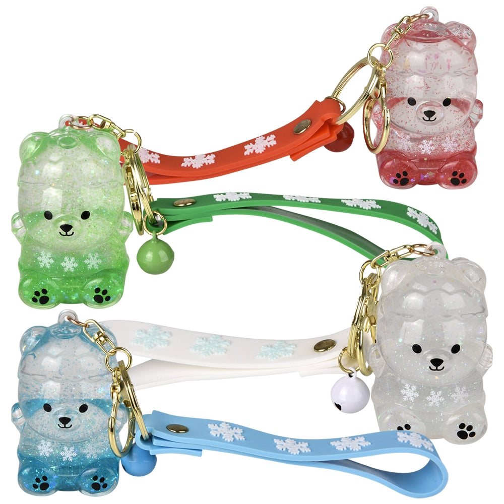 Christmas Liquid Bear Wristlet Clip On (12 PC Display)
