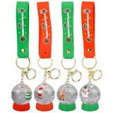 Christmas Liquid Snow Globe Wristlet Clip On (12 Pc Display)