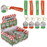 Christmas Liquid Snow Globe Wristlet Clip On (12 Pc Display)