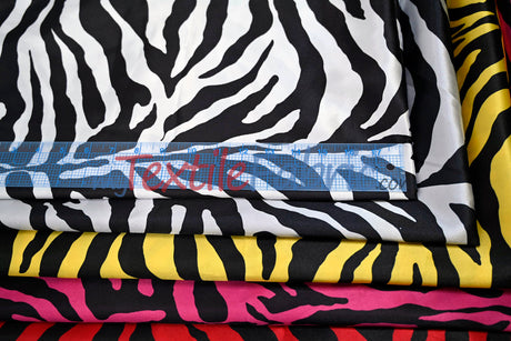 Zebra Charmeuse Satin Fabric - Zebra Print, 58/60" Width, Multiple Colors (1 Yard)