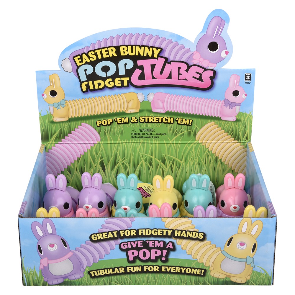 Easter Bunny Fidget Pop Tube 7" (12 Pc Display)