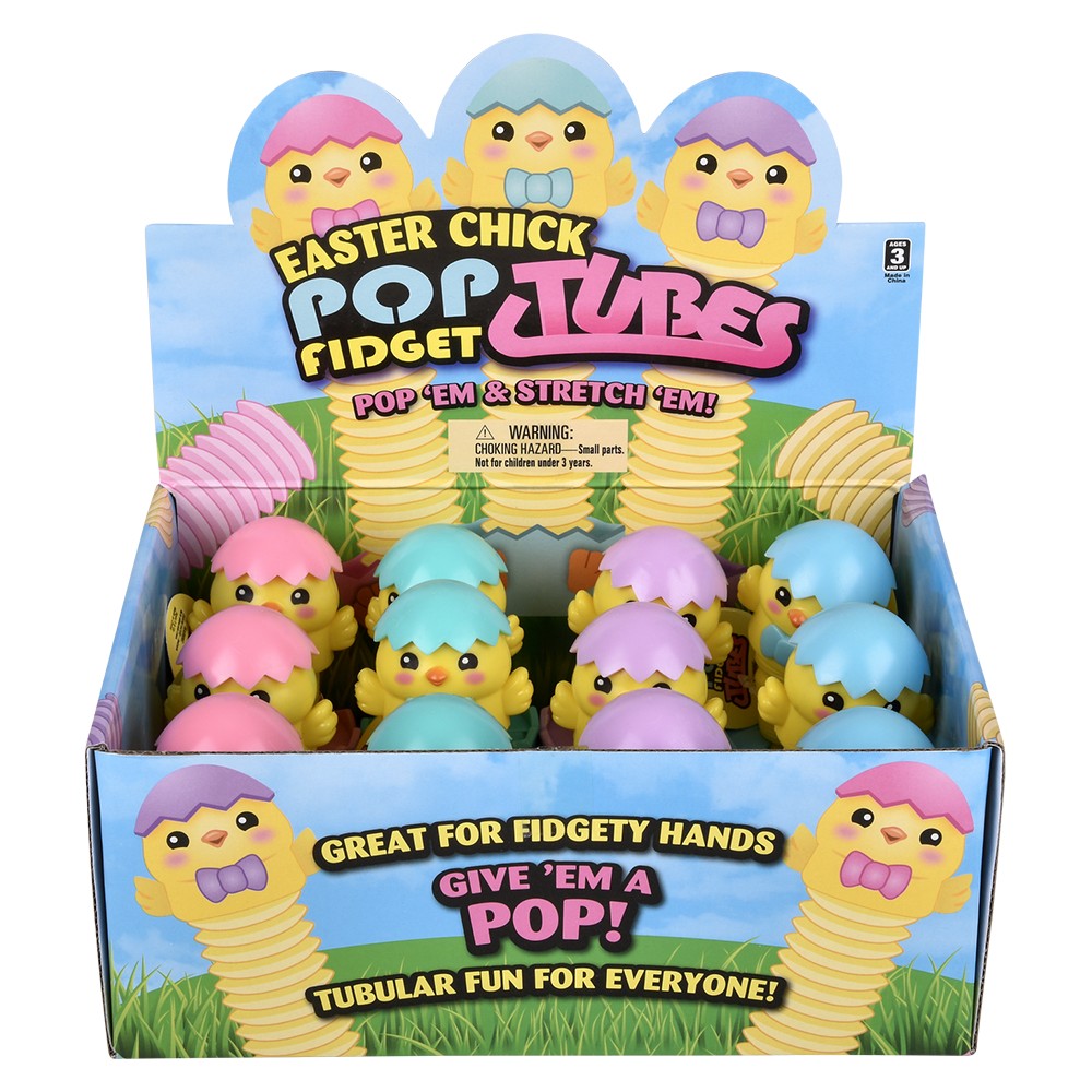 Easter Chick Fidget Pop Tube 7" (12 Pc Display)