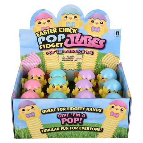 Easter Chick Fidget Pop Tube 7" (12 Pc Display)