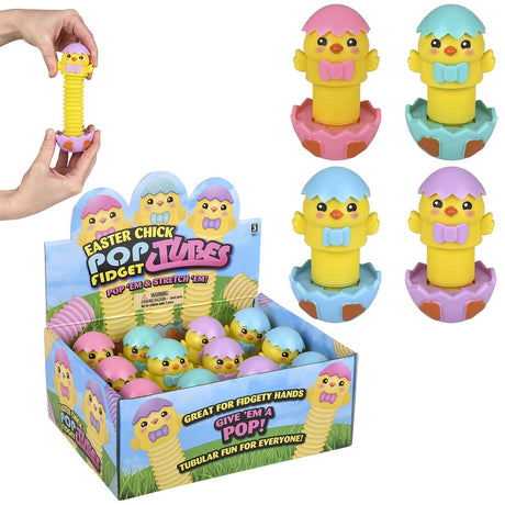 Easter Chick Fidget Pop Tube 7" (12 Pc Display)