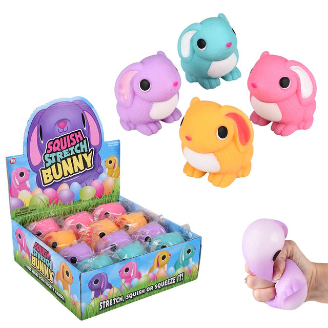 Easter Bunny Squish And Stretch Fidget Toy (12 Pc Display)