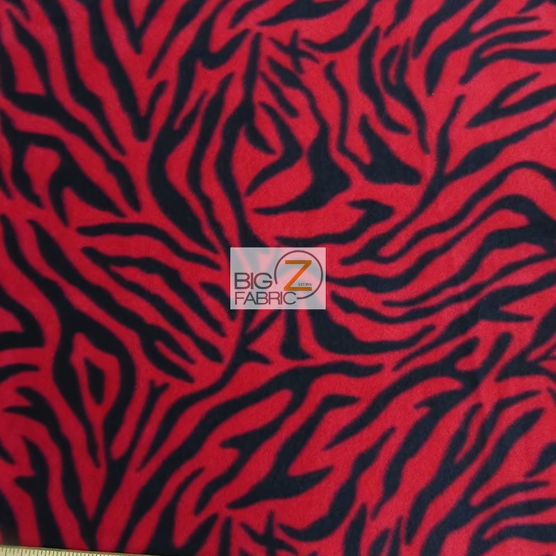 Animal Zebra Print Red Fleece Fabric
