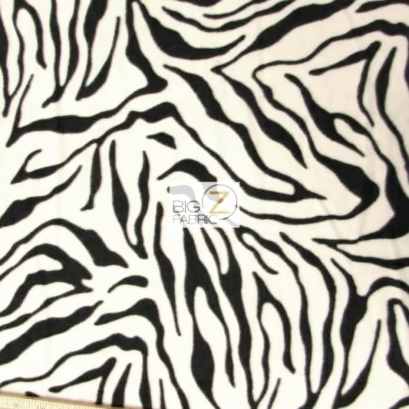 Animal Zebra Print White Fleece Fabric