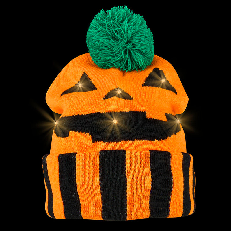 Light-Up Jack O' Lantern Beanie Hat