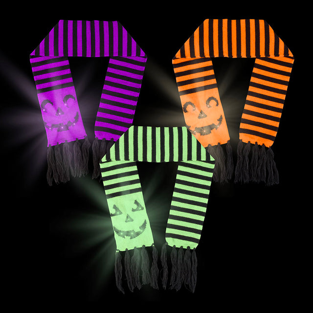 Light-Up Jack O'Lantern Scarf Assortment (3/Unit)