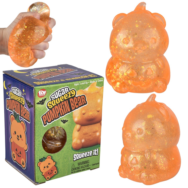 Halloween Pumpkin Bear Squeezy Toy 4"