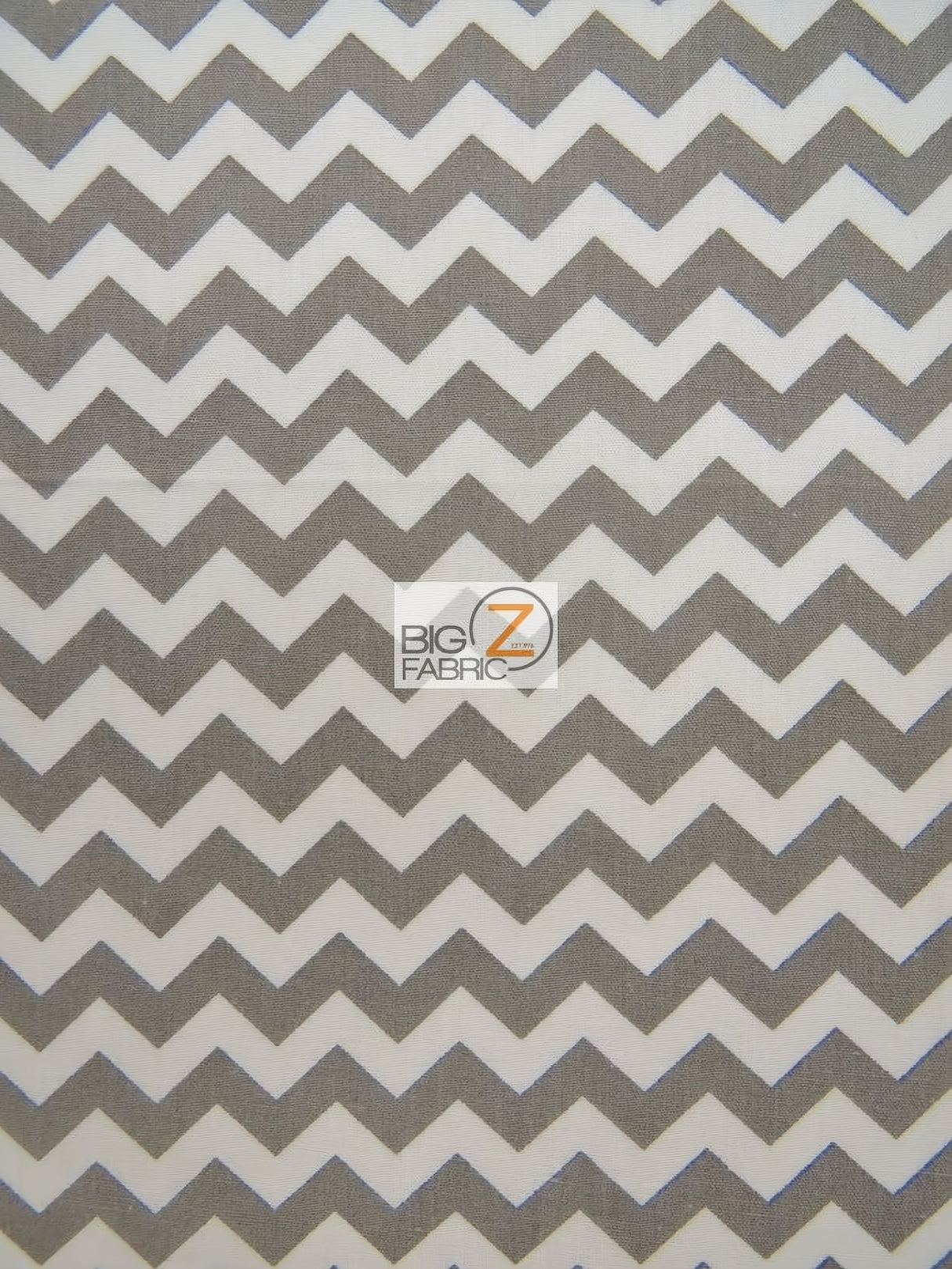 Poly Cotton Fabric 0.4" Zig Zag Chevron Gray/White Sold By The Yard
