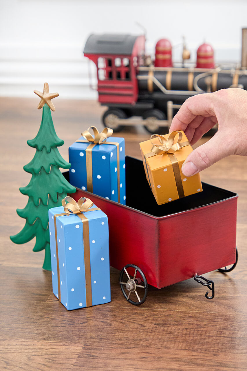 26" Black & Red Christmas Train with Cart