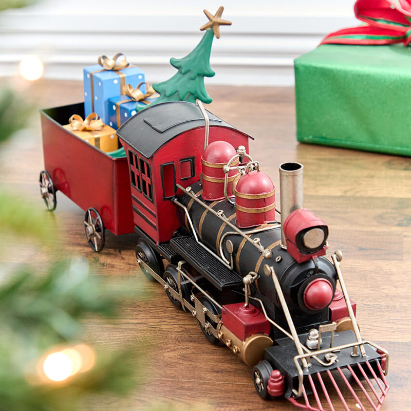 26" Black & Red Christmas Train with Cart