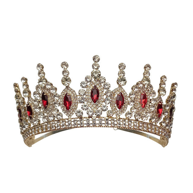 2.25" Gold Tiara with Red Rhinestones