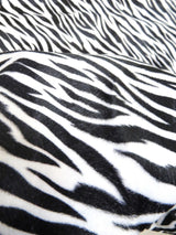 White/Black Small Stripe Velboa Zebra Animal Short Pile Fabric