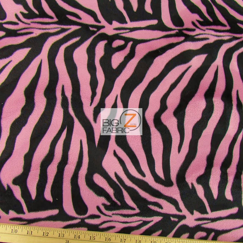 Pink/Black Big Stripe Velboa Zebra Fabric by the Yard