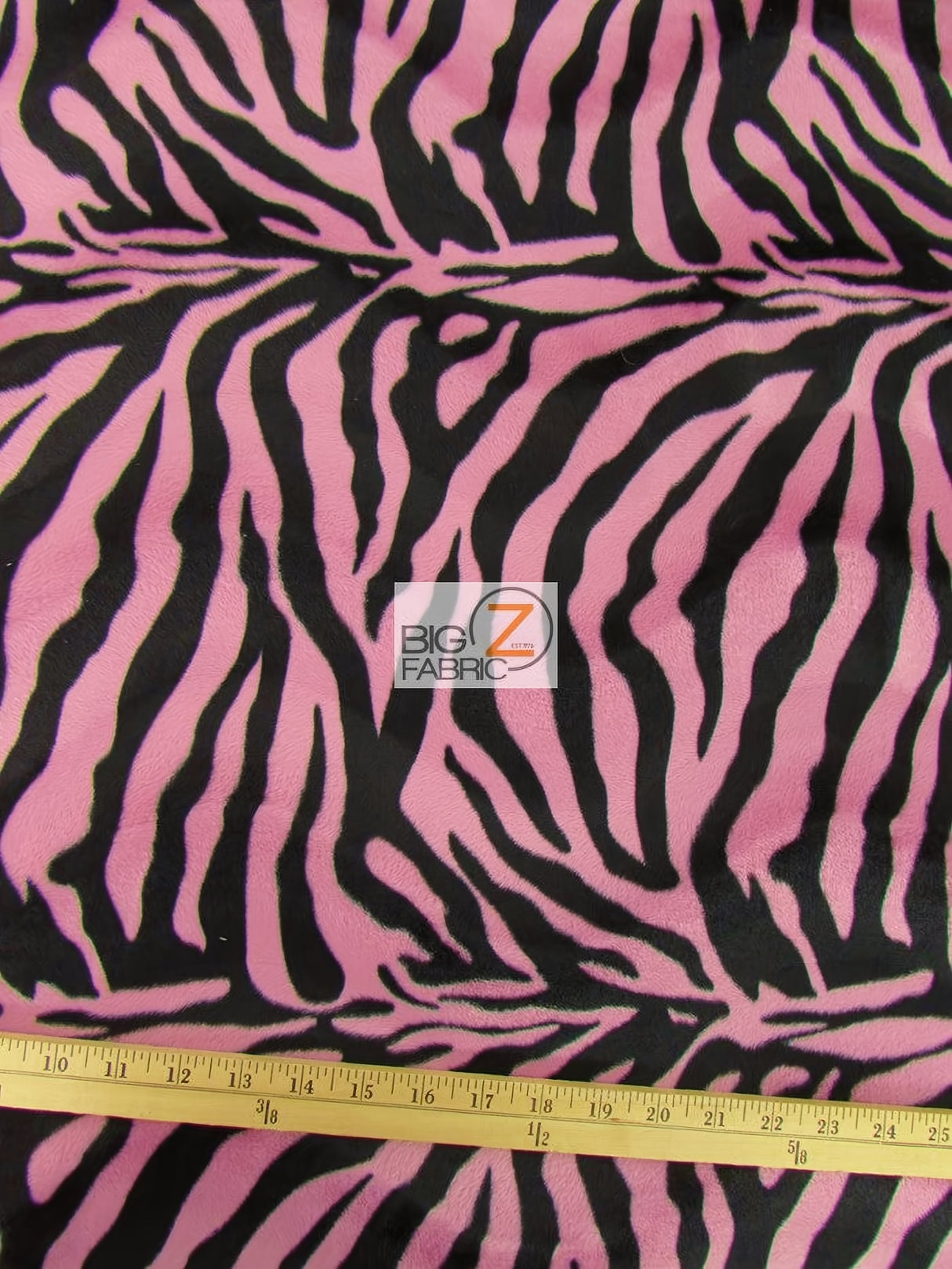 Pink/Black Big Stripe Velboa Zebra Fabric by the Yard