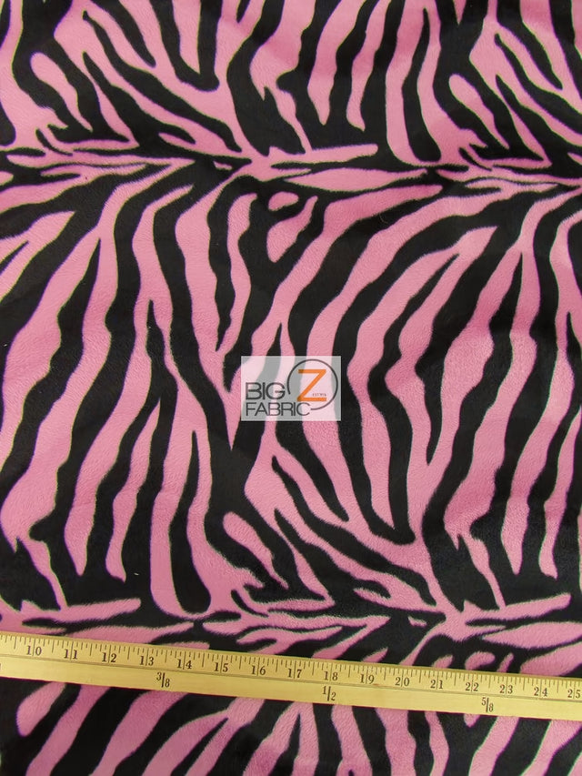 Pink/Black Big Stripe Velboa Zebra Fabric by the Yard