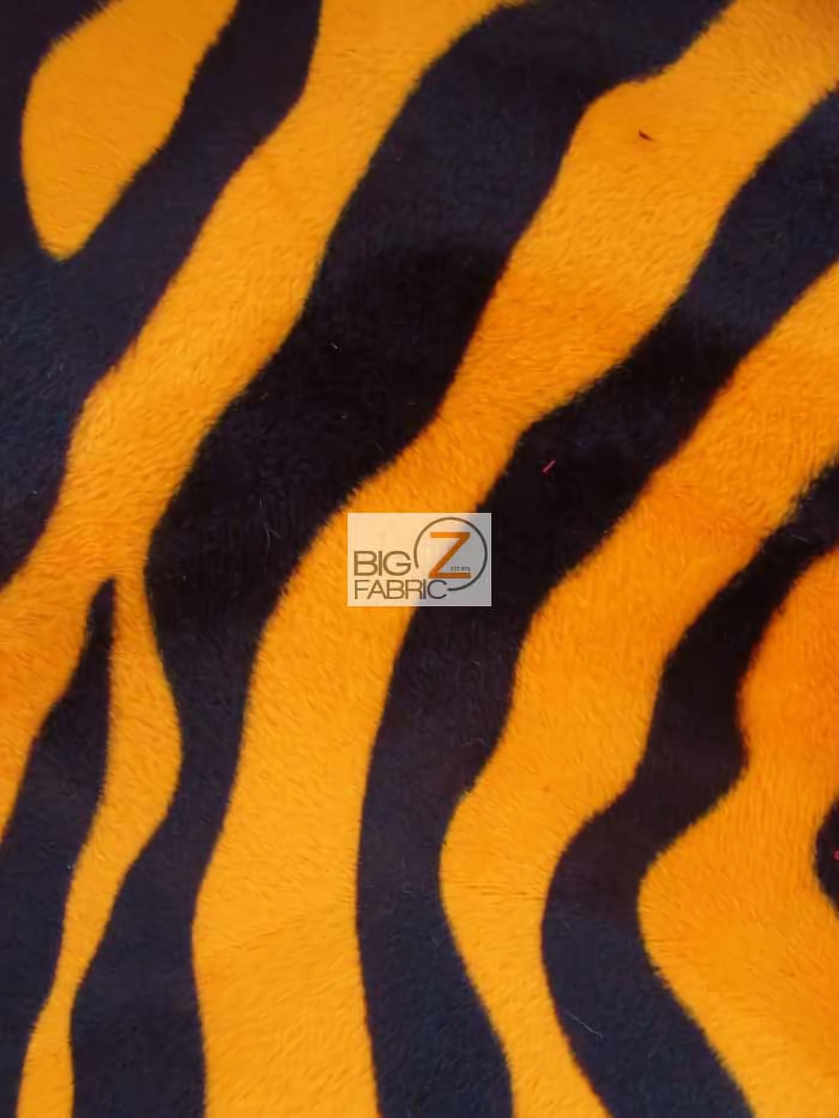 Orange/Black Big Strip Velboa Zebra Animal Short Pile Fabric