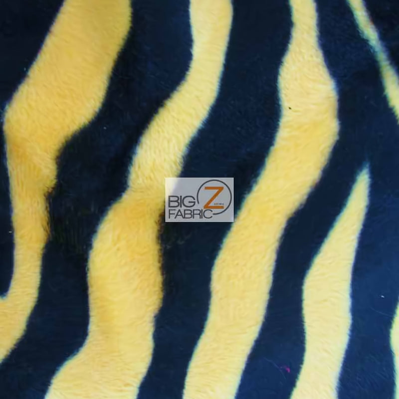Yellow/Black Big Strip Velboa Zebra Animal Short Pile Fabric
