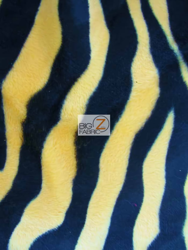 Yellow/Black Big Strip Velboa Zebra Animal Short Pile Fabric