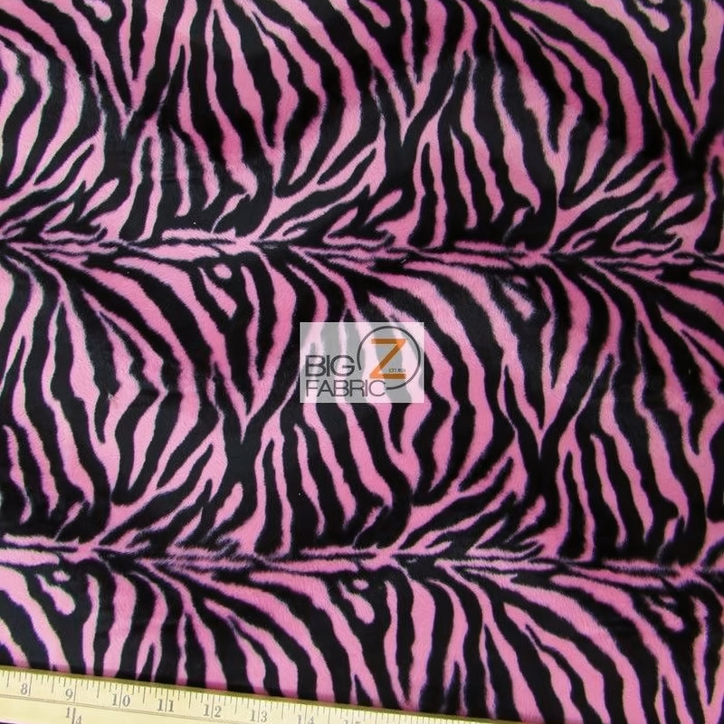 Pink/Black Small Stripe Velboa Zebra Fabric by the Yard