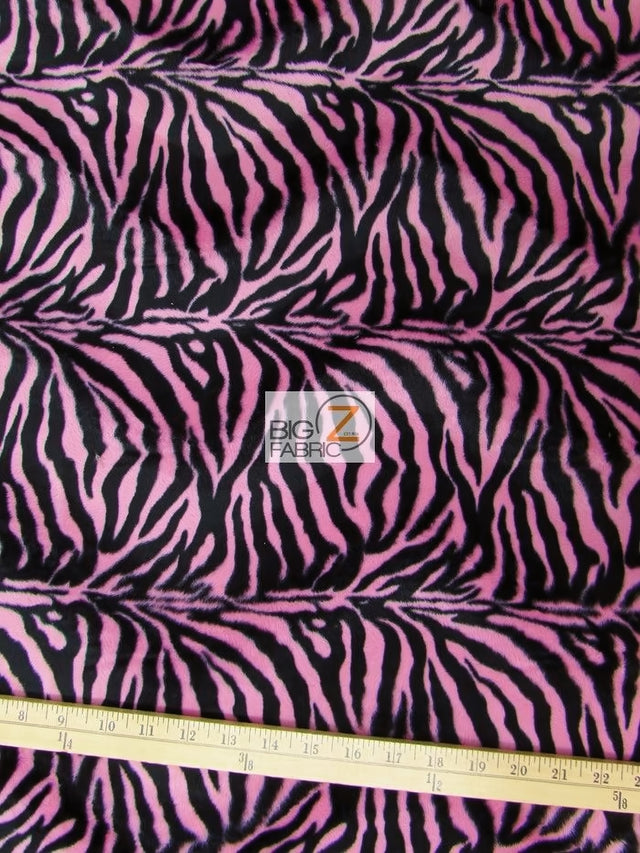Pink/Black Small Stripe Velboa Zebra Fabric by the Yard