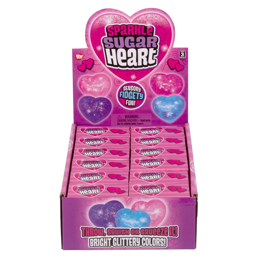 Squeezy Sparkle Heart Stress Toy (12 PC Display)