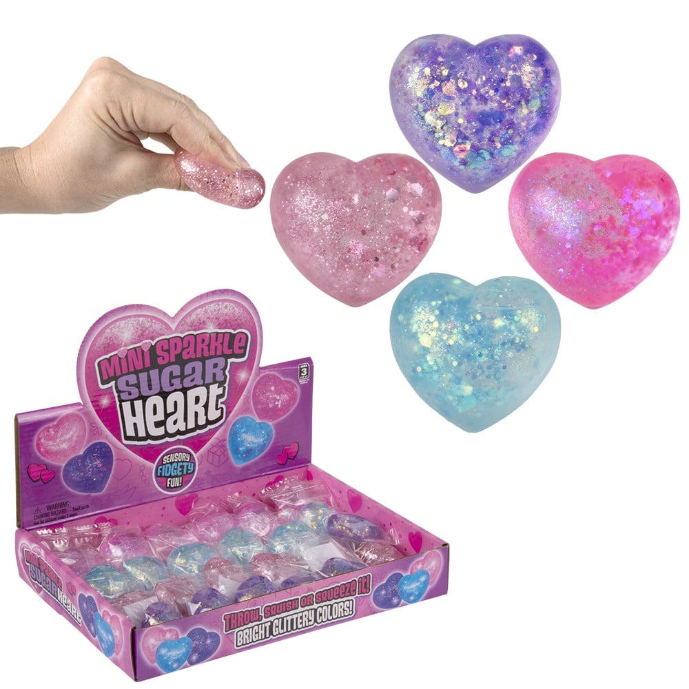 Mini Squeezy Sparkle Sugar Hearts (24 Ct)