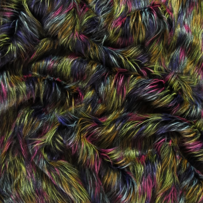 Multi #4 Fireworks Shaggy Long Pile Faux Fur Fabric