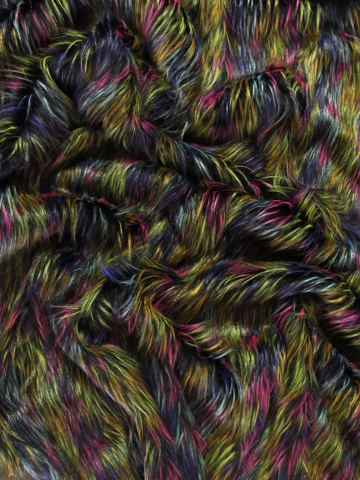 Multi #4 Fireworks Shaggy Long Pile Faux Fur Fabric