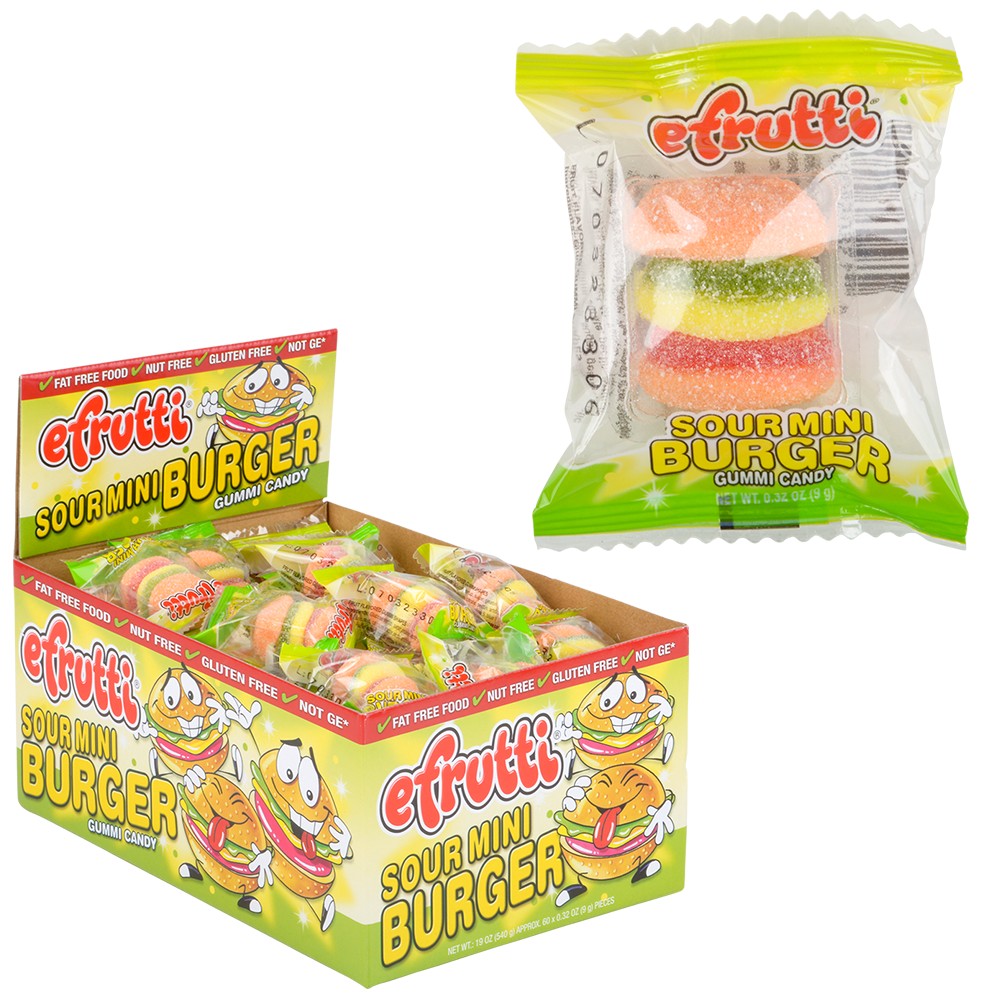 Sour Gummy Burger Candy (60 Ct Display)