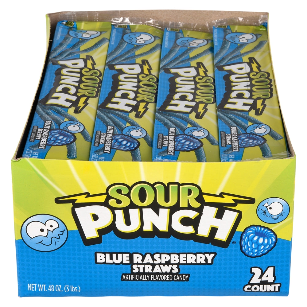 Sour Punch Blue Raspberry Straws (24 Ct Box)