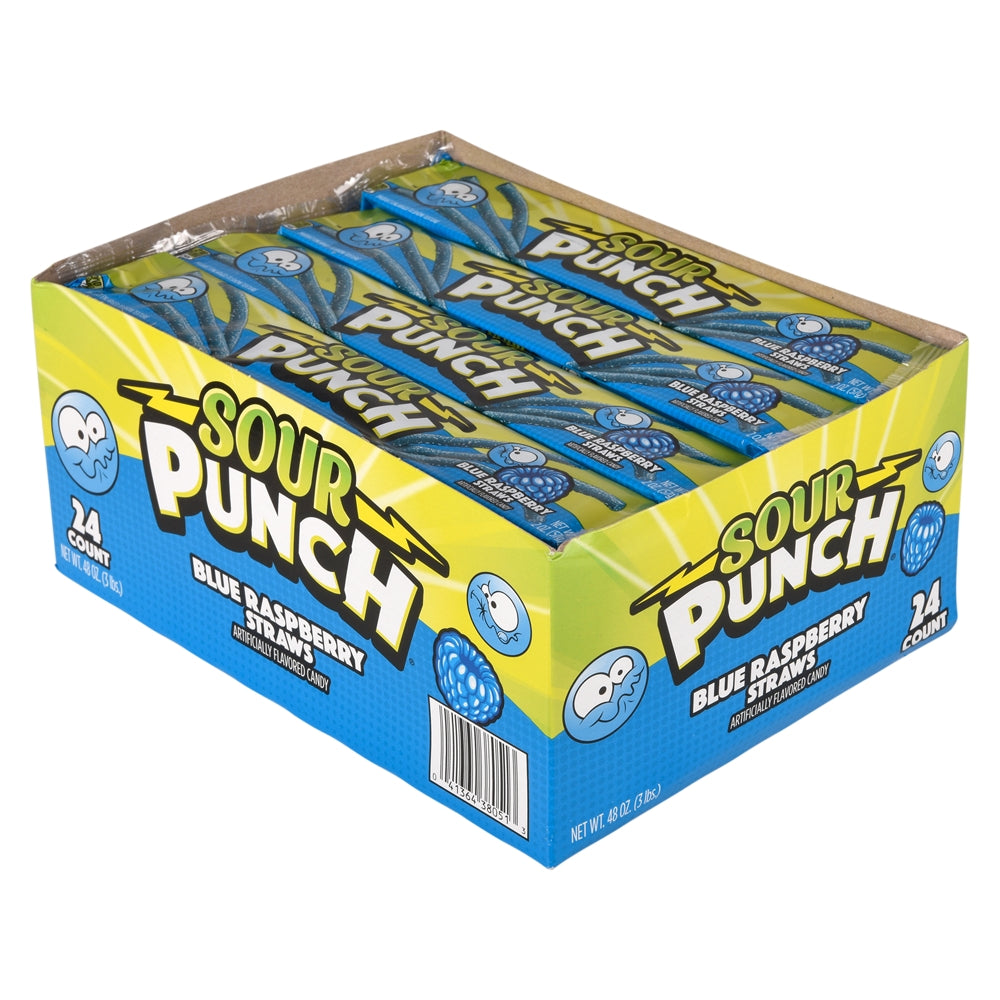 Sour Punch Blue Raspberry Straws (24 Ct Box)
