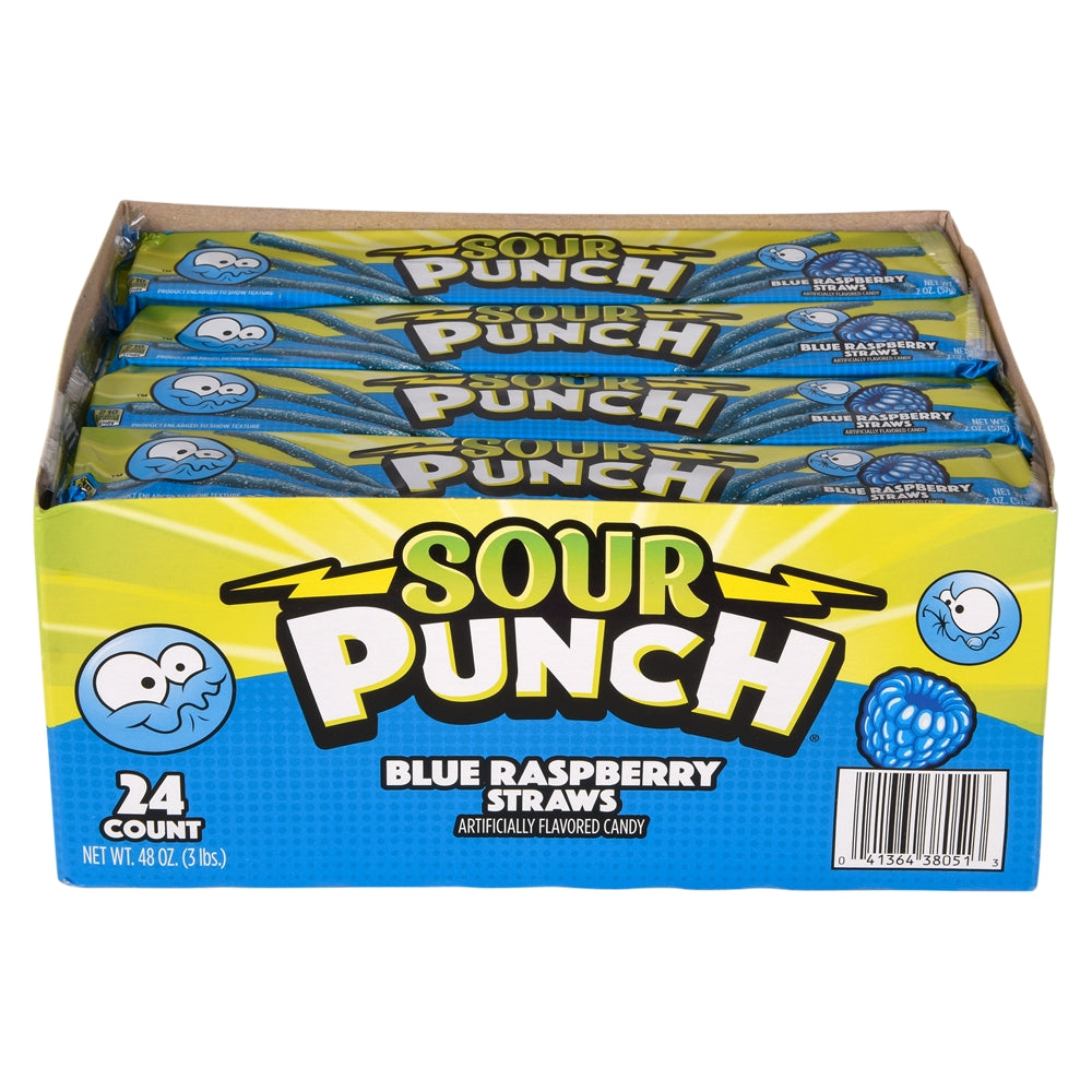 Sour Punch Blue Raspberry Straws (24 Ct Box)