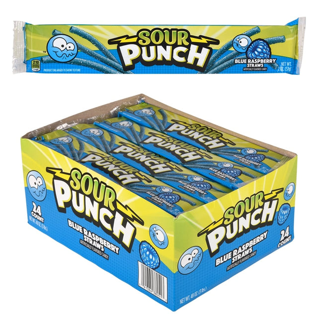 Sour Punch Blue Raspberry Straws (24 Ct Box)