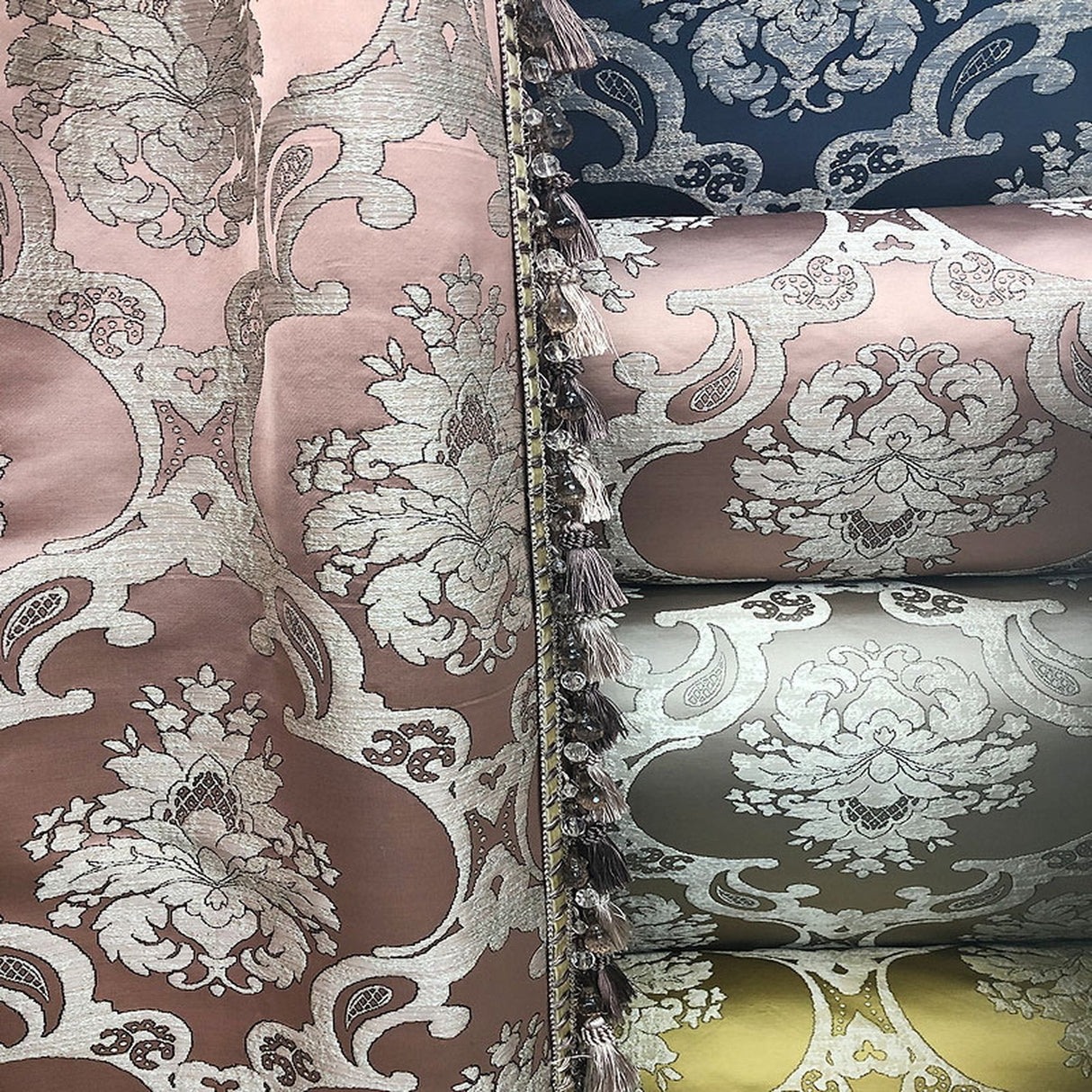 Katherine Textured Faux Silk Jacquard Fabric - Damask Pattern, 55" Width (1 Yard)