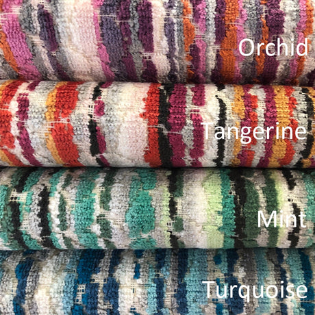 Dion Fabric Cut Velvet Fabric - Multi-Colored Striped, 55" Width (1 Yard)
