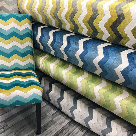 Fabiana Cut Velvet Fabric - Zigzag Chevron, Multi Colored, 55" Width (1 Yard)