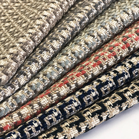 Galvan Chenille With Metallic Yarn Fabric - Multicolored Square Woven Pattern, 54" Width (1 Yard)